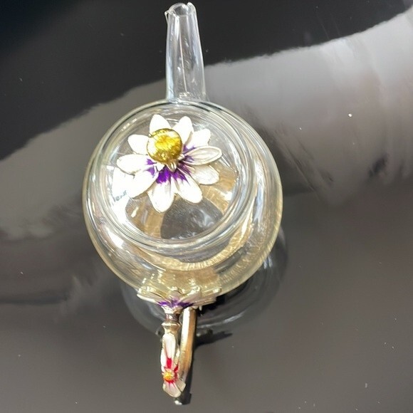 Glass teapot Beautiful Enamel Crystal Daisy Glass Teapot for Hot & Cold - Picture 8 of 13